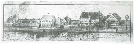 Herrenweg : Koloriertes Aquarell 1780 (Stadtmuseum Freising)